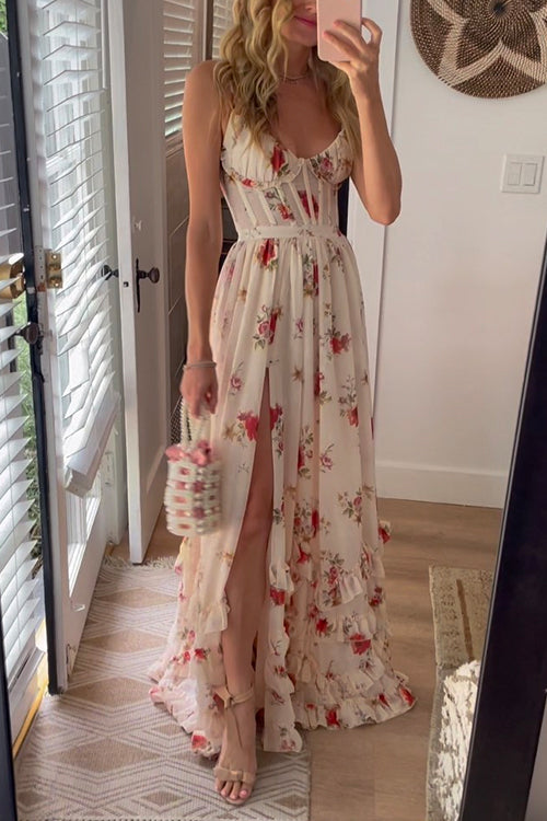 Yuna™ - Elegant Long Dress with Floral Pattern