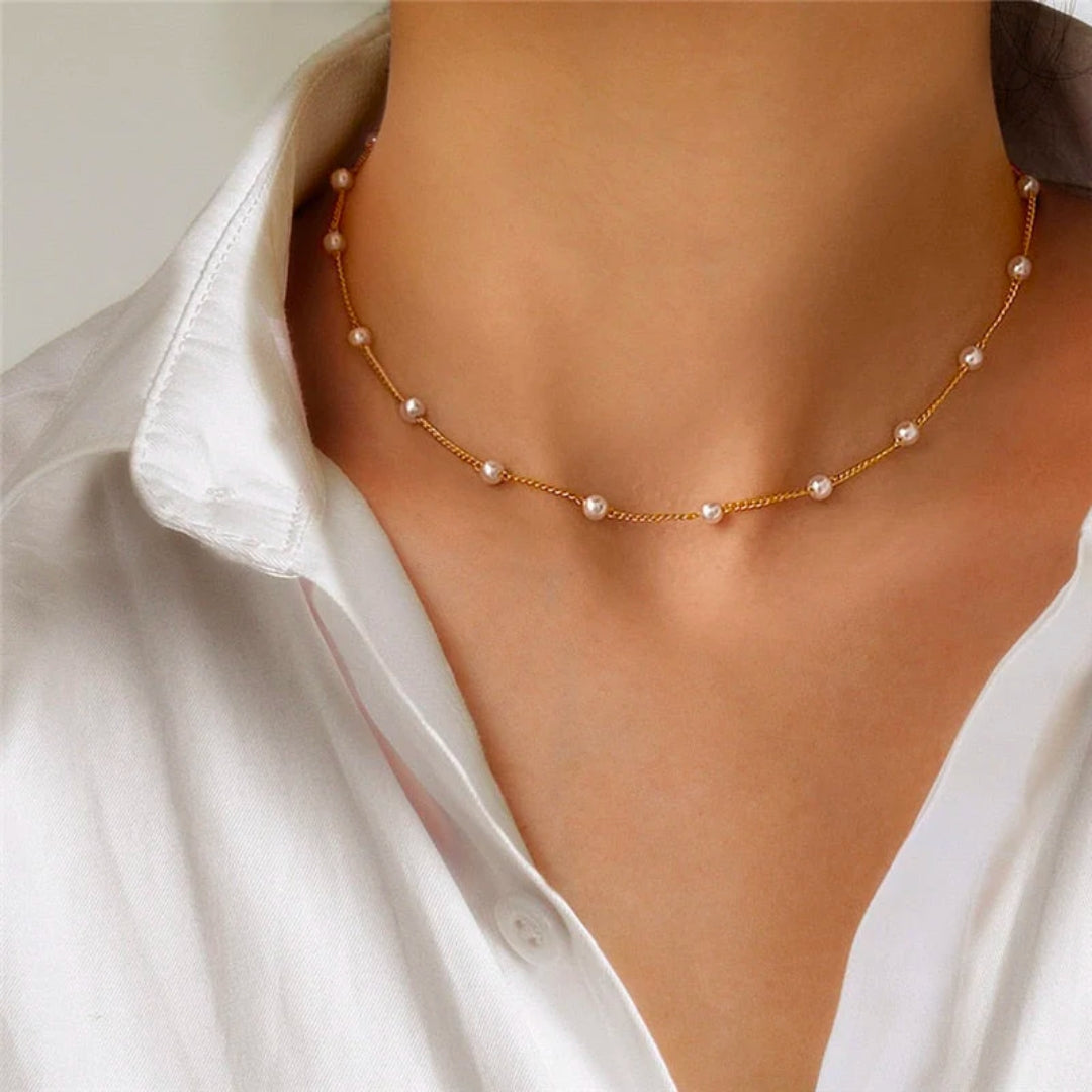 Chic Beaded Detail Slim Necklace