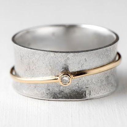 Vintage Gold-Accented Silver Ring