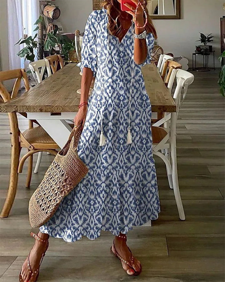 Sophia – Vintage Boho V-Neck Summer Dress