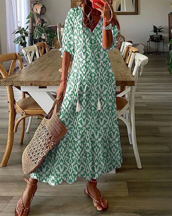 Sophia – Vintage Boho V-Neck Summer Dress
