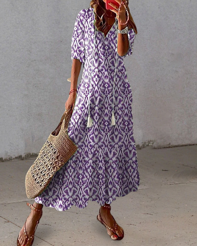 Sophia – Vintage Boho V-Neck Summer Dress