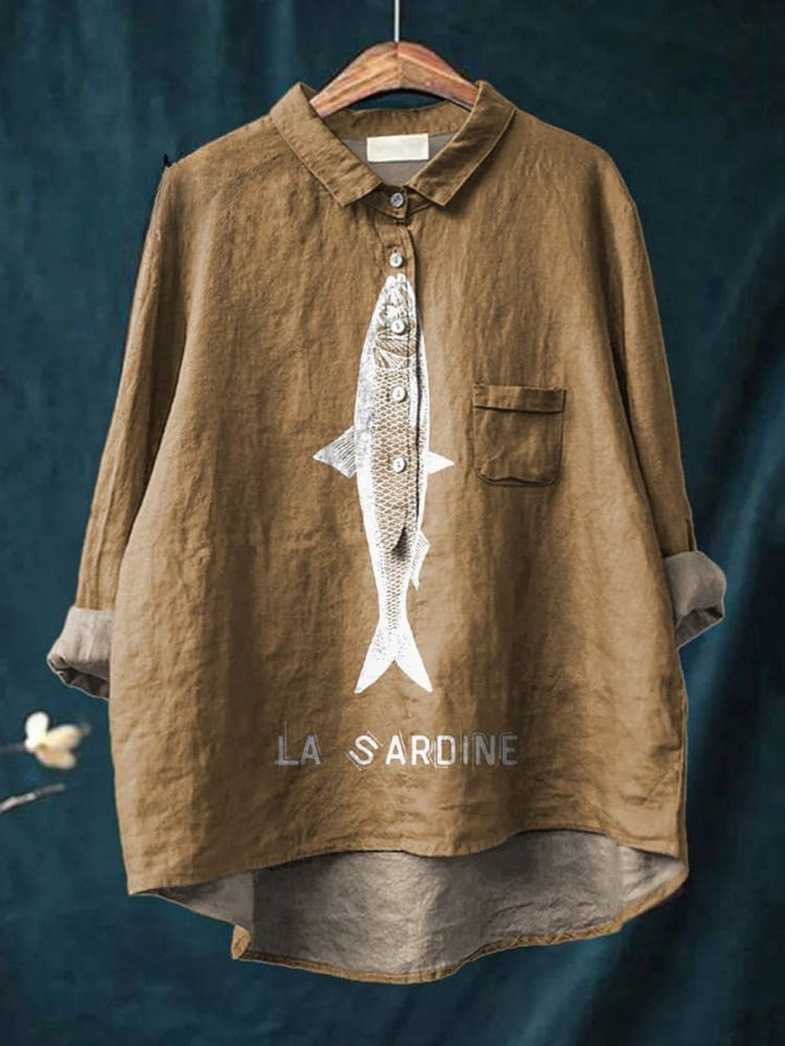 Sardine Fish Graphic Printed Women's Casual Shirt
