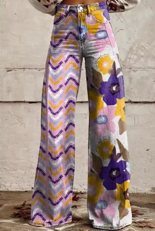 ISADORA | Festival Artistic Comfort High Waist Floral Boho Pants