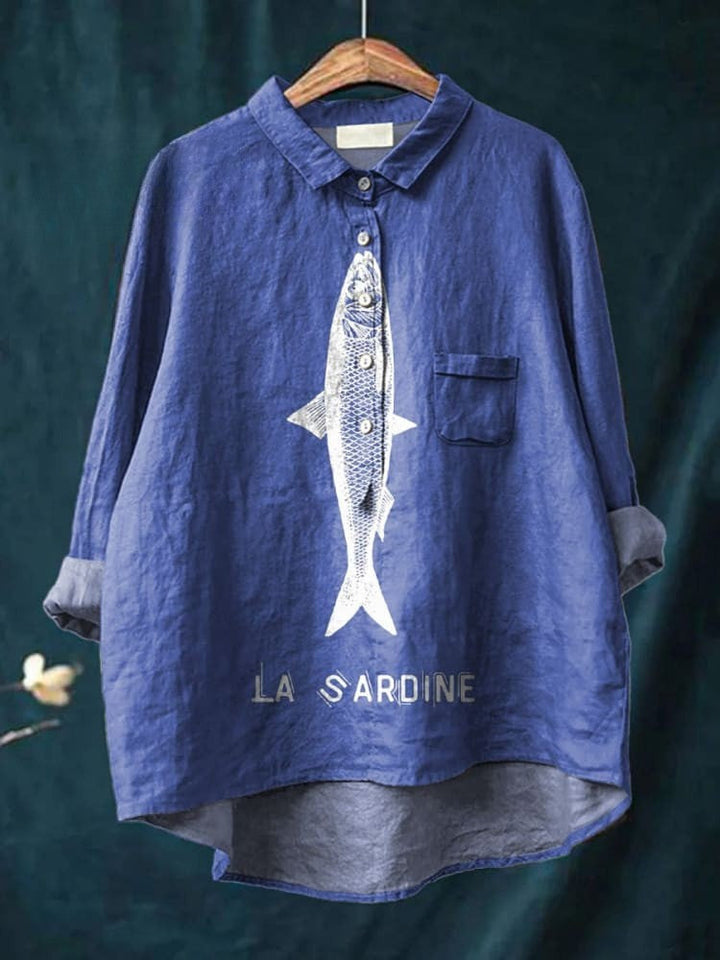 Sardine Fish Graphic Printed Women's Casual Shirt