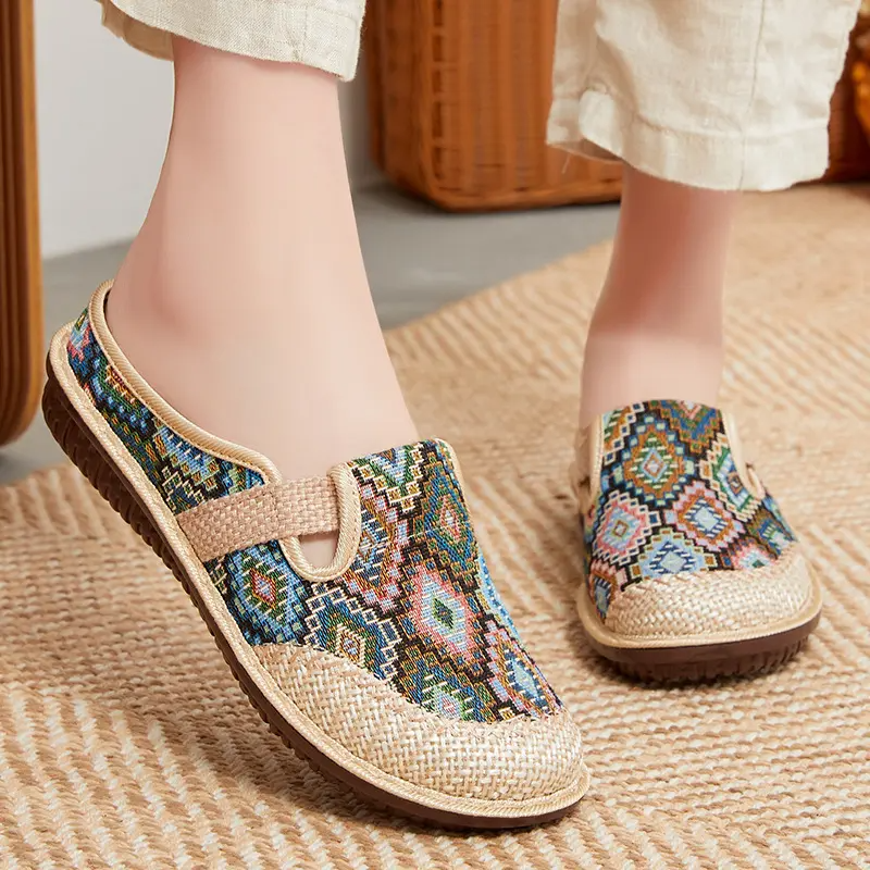 Aria | Embroidered Aztec Pattern Design Sandal