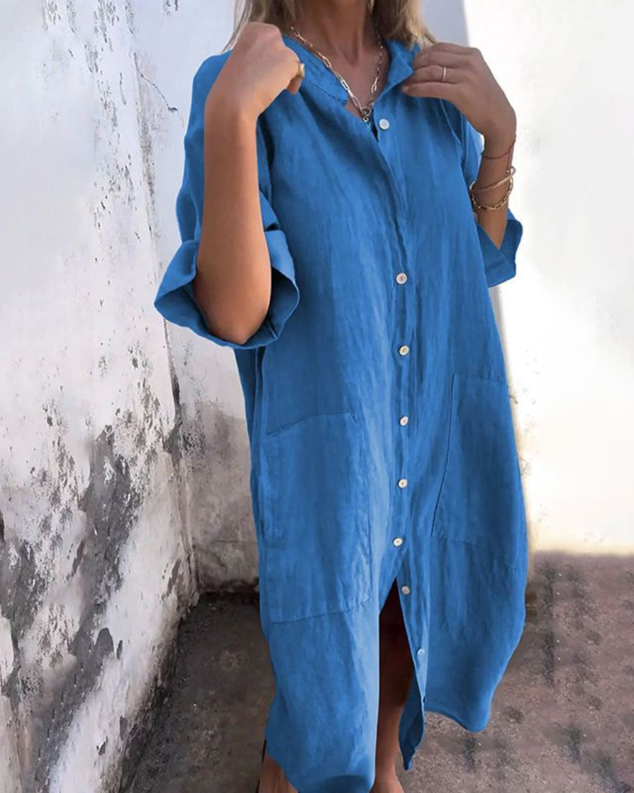 Melanie™ | Casual Ankle-Length Shirt Dress