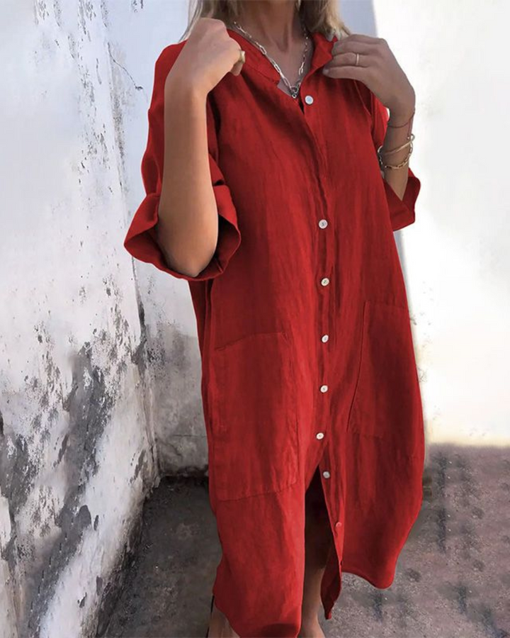 Melanie™ | Casual Ankle-Length Shirt Dress