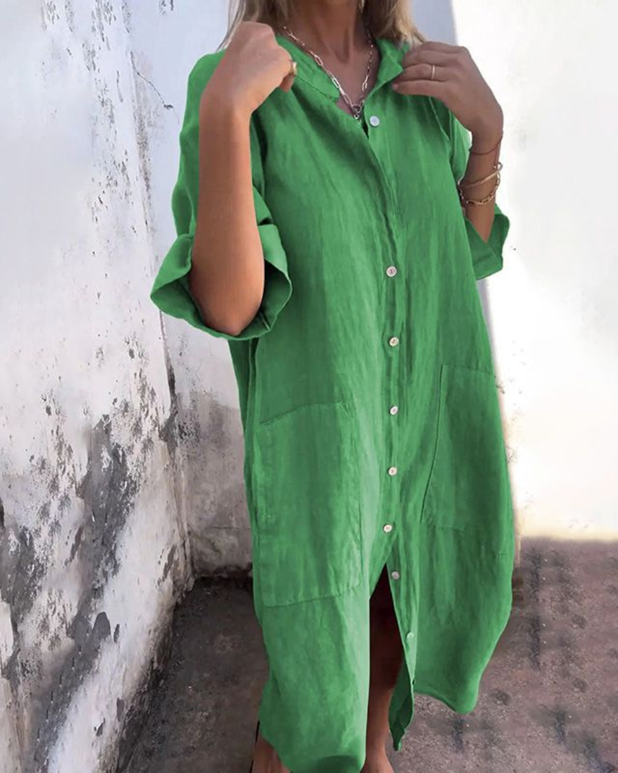 Melanie™ | Casual Ankle-Length Shirt Dress