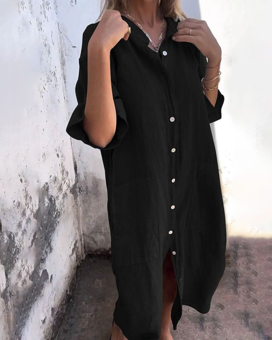 Melanie™ | Casual Ankle-Length Shirt Dress