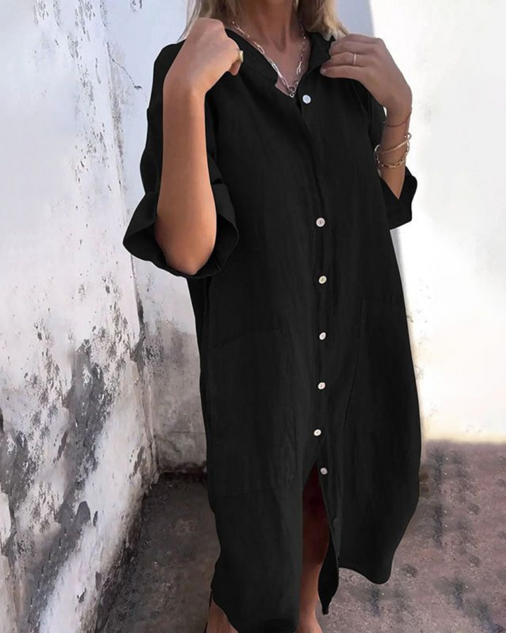 Melanie™ | Casual Ankle-Length Shirt Dress