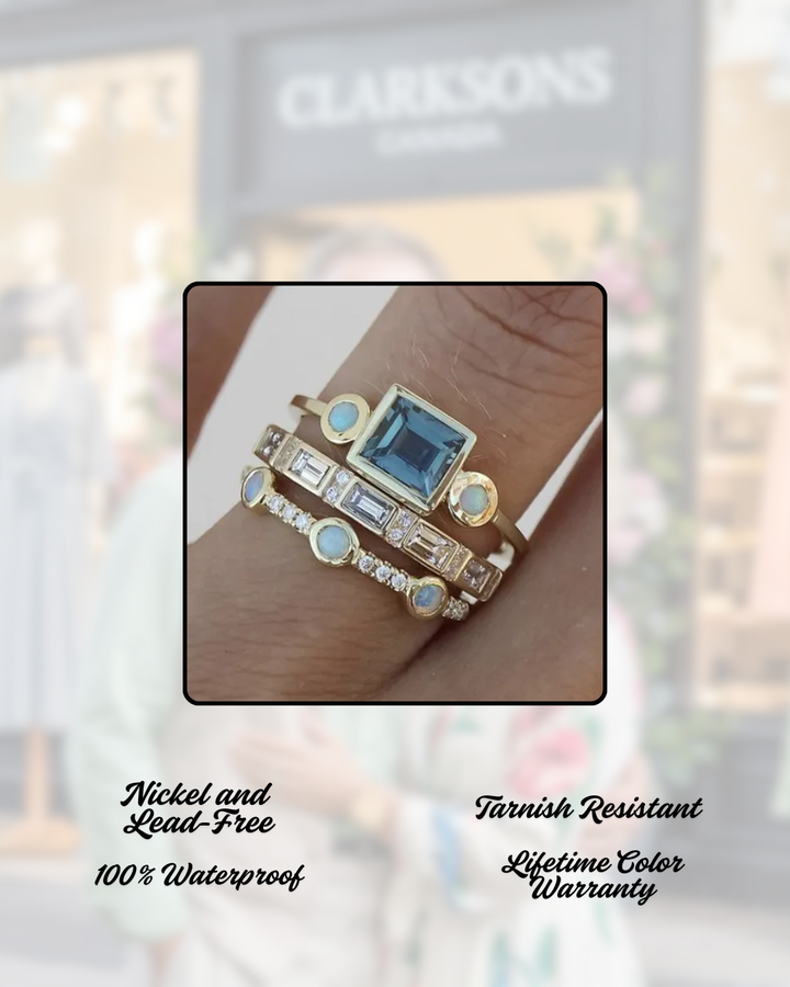 Yasmine - Vintage Blue Crystal Ring Set