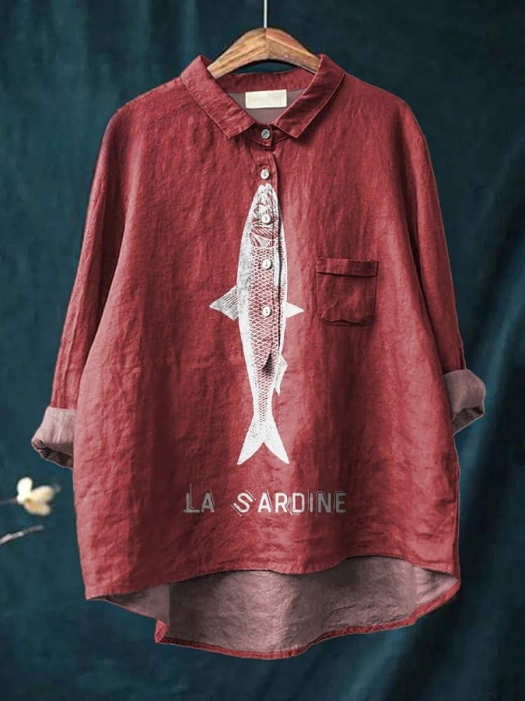 Sardine Fish Graphic Printed Women's Casual Shirt