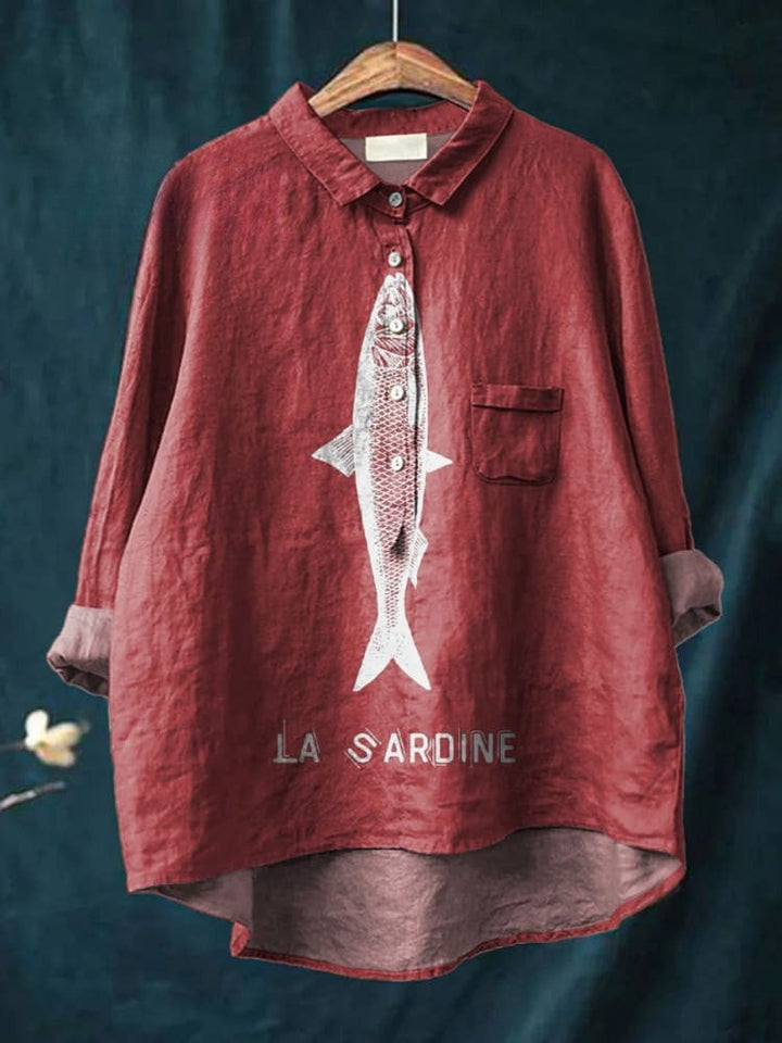 Sardine Fish Graphic Printed Women's Casual Shirt