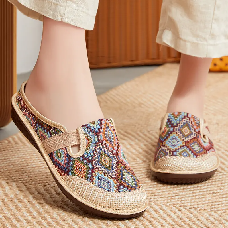 Aria | Embroidered Aztec Pattern Design Sandal