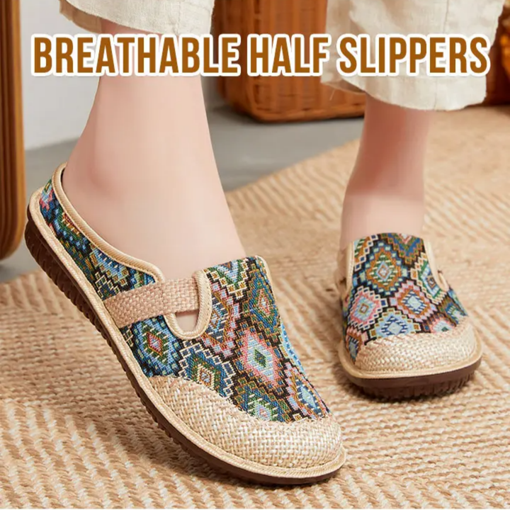 Aria | Embroidered Aztec Pattern Design Sandal