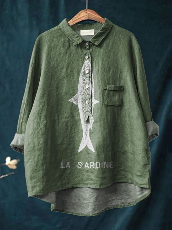 Sardine Fish Graphic Printed Women's Casual Shirt