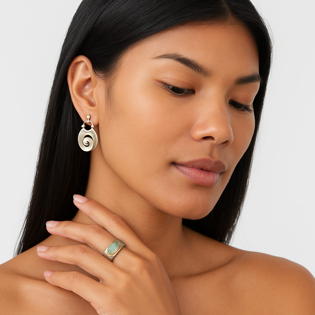 Retro Silver Spiral Earrings