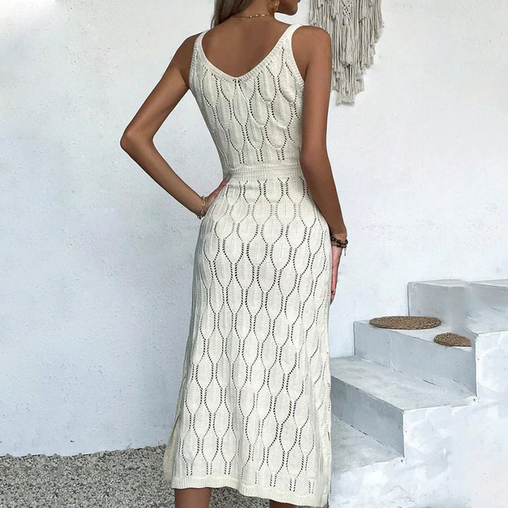 Gia Halter & Lace-Up Knit Maxi Dress