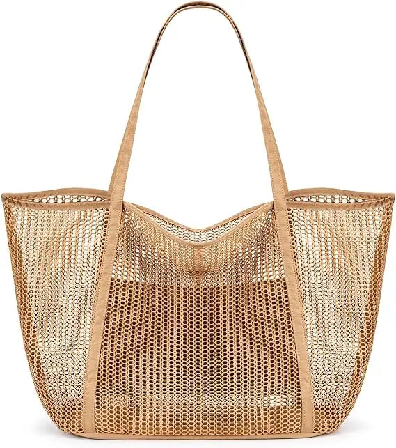 Custom Large Capacity Portable Durable Nylon Beach Mesh Tote Bag Womens Shoulder Handbag Grocery Bag