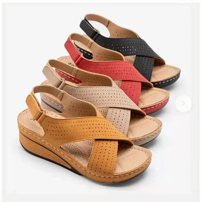 Solenn | Mid Heel Wedge Sandals