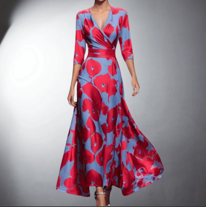 Zoe - Classic V-Neck Floral Maxi Dress