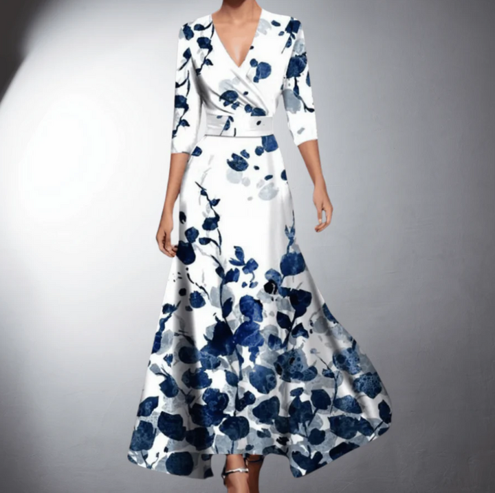 Zoe - Classic V-Neck Floral Maxi Dress