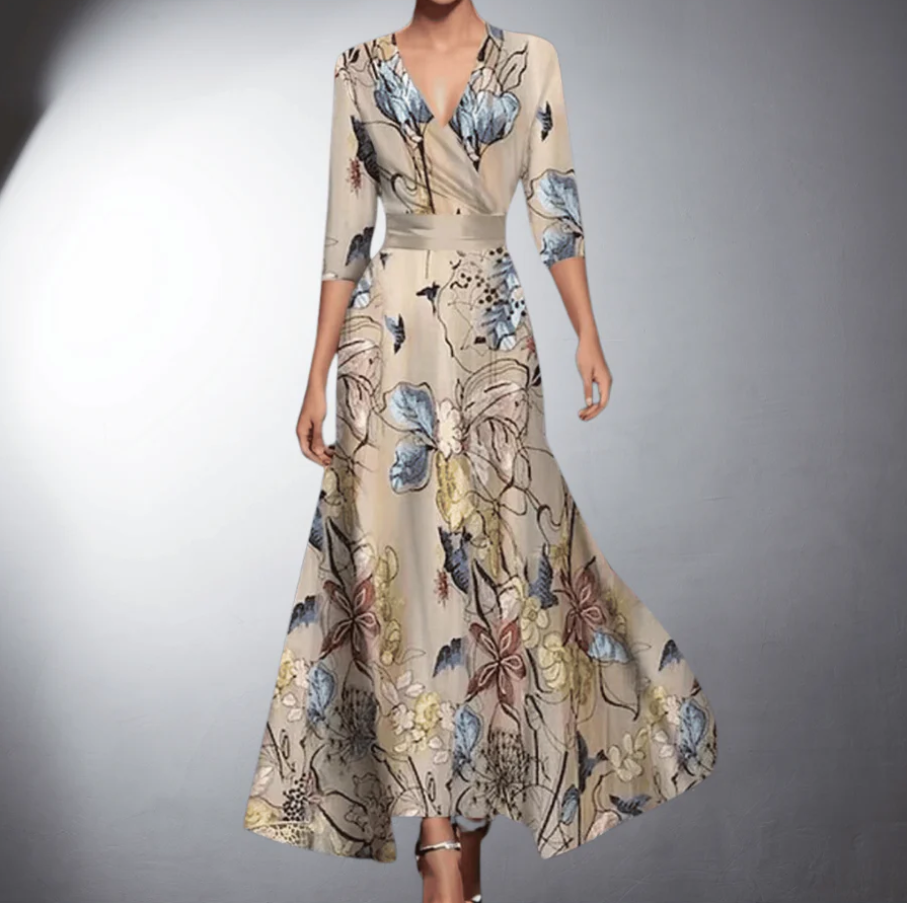 Zoe - Classic V-Neck Floral Maxi Dress