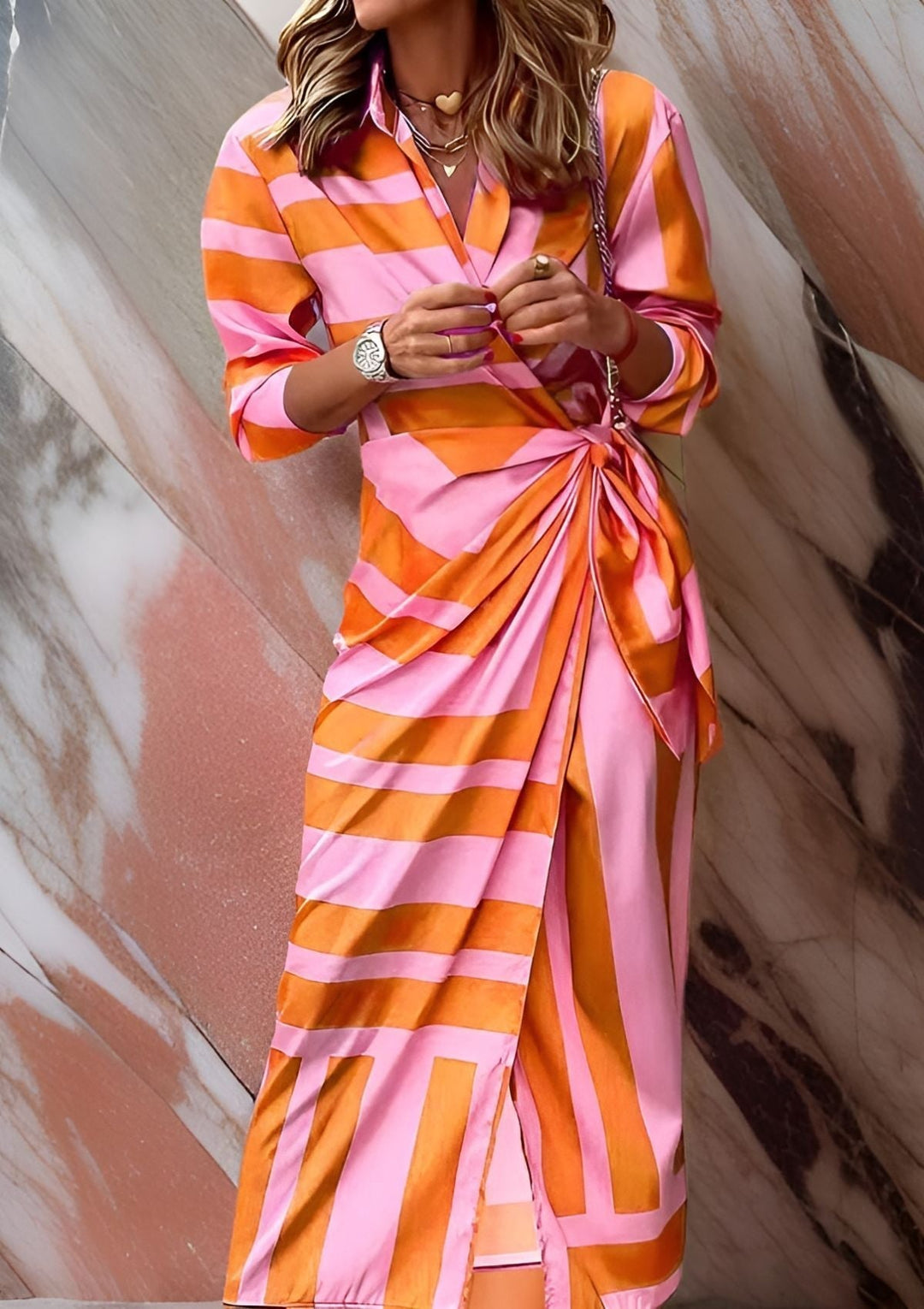 Olivia – Printed Shirt Dress with Fitted Waist