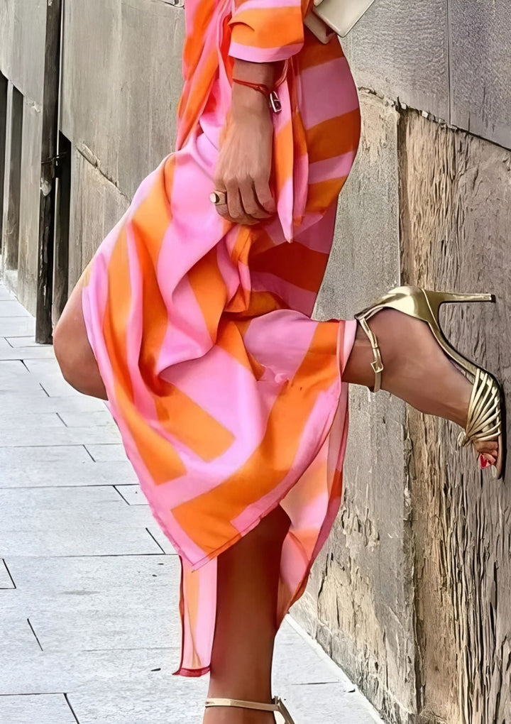 Olivia – Printed Shirt Dress with Fitted Waist