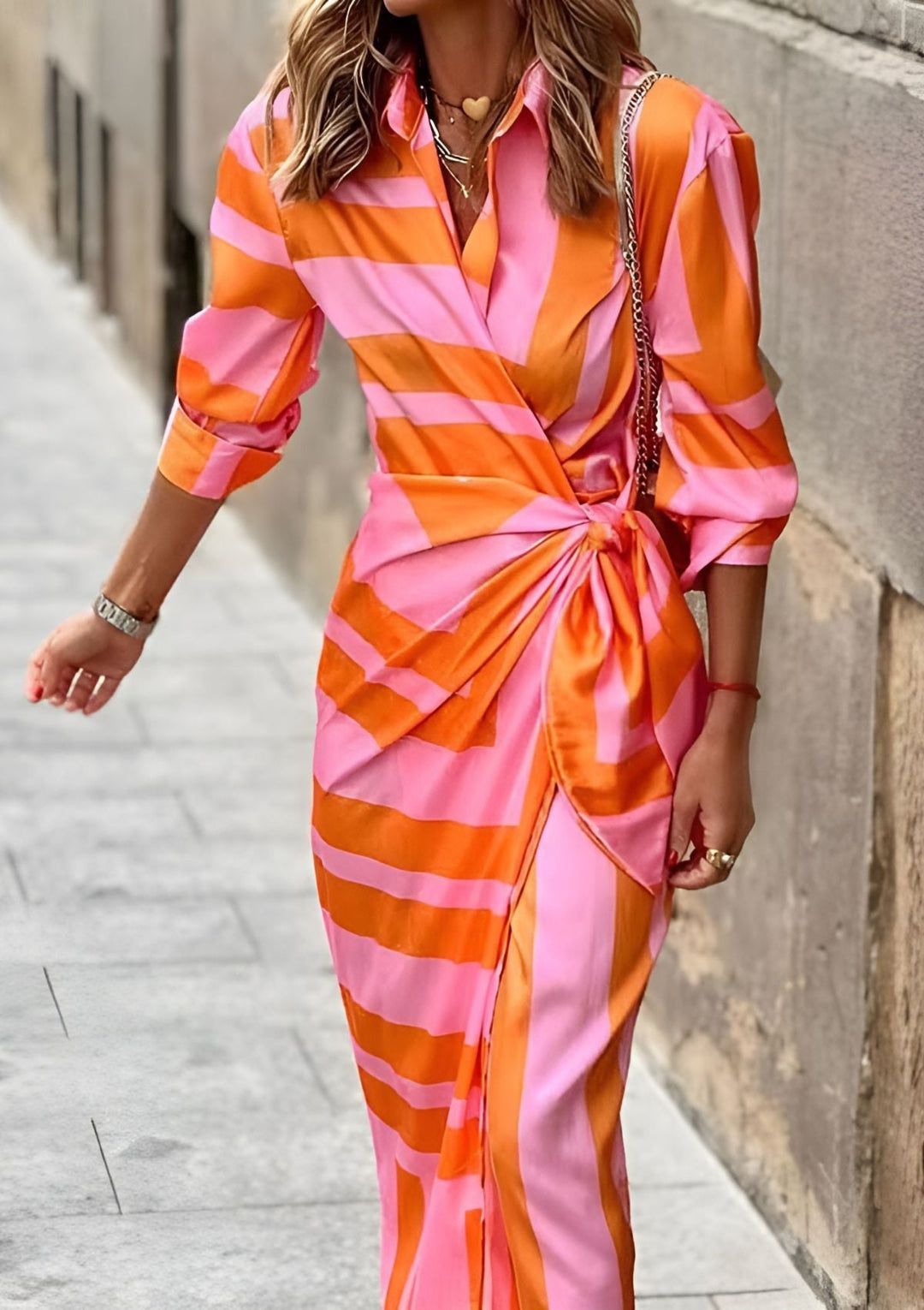 Olivia – Printed Shirt Dress with Fitted Waist