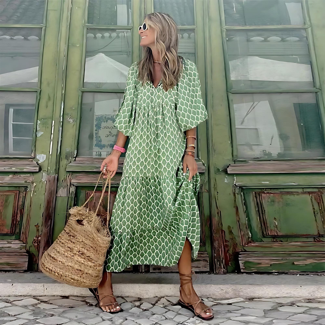 Mabel – Breezy High-Low Geometric Print Dress