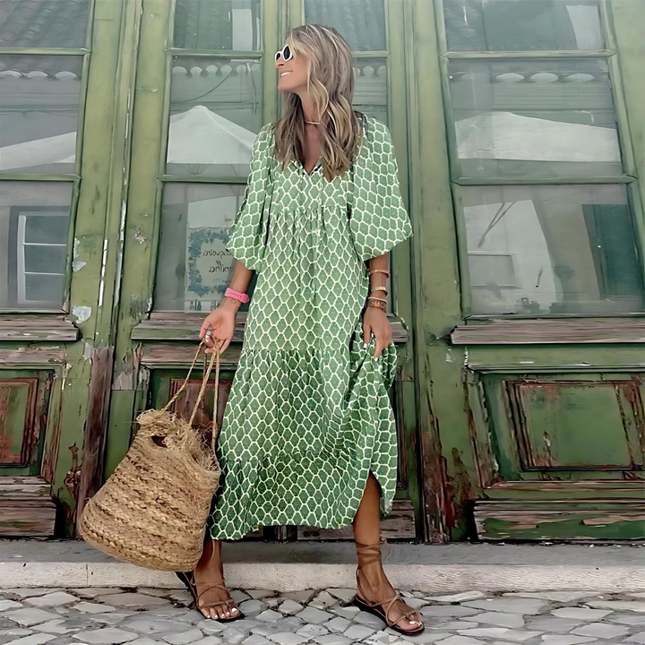 Mabel – Breezy High-Low Geometric Print Dress
