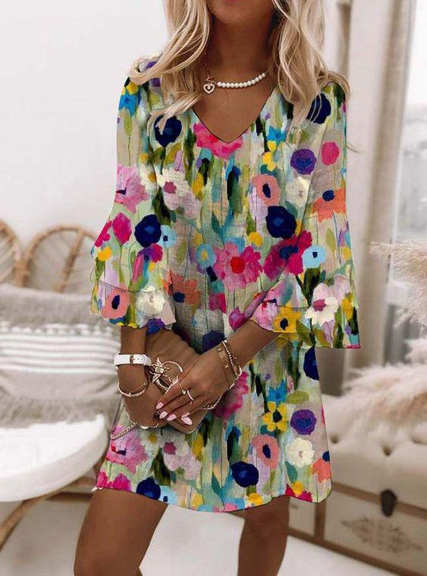 Tabitha - Romantic Floral Print Mini Dress