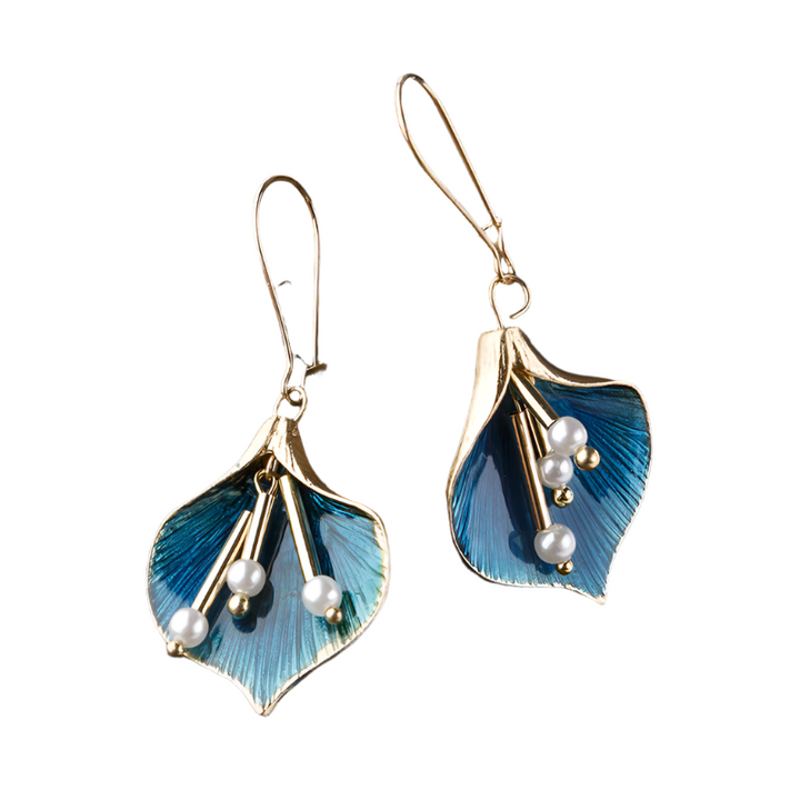 Vintage Blue Lotus Silver Earrings by Sophia's Jewels