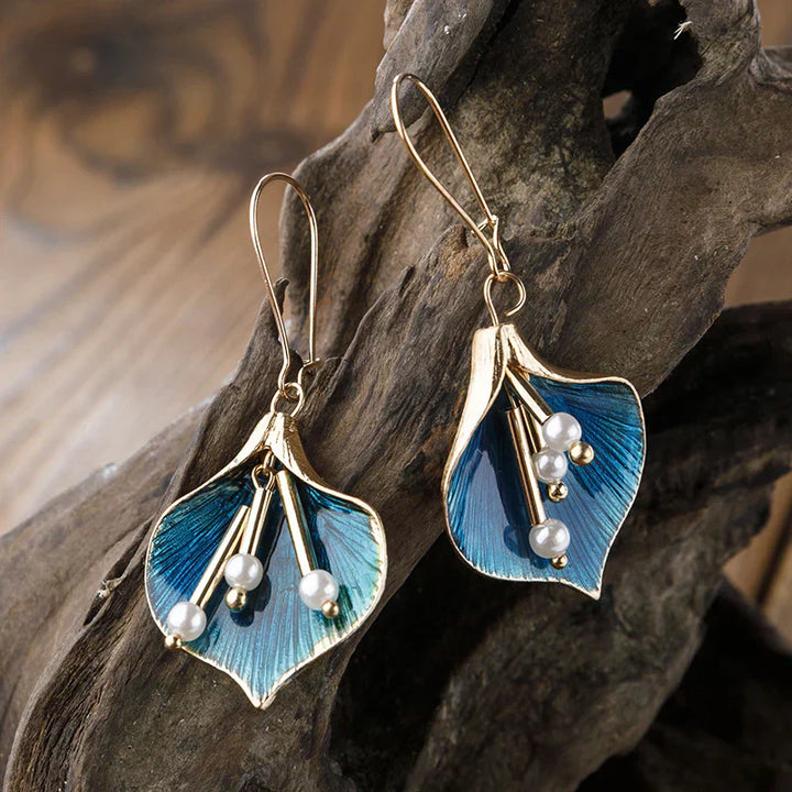 Vintage Blue Lotus Silver Earrings by Sophia's Jewels