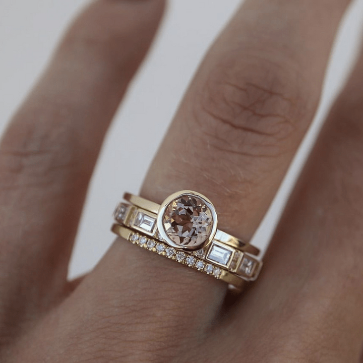 Fiona - Inlaid Crystal Gold Plated Ring Set