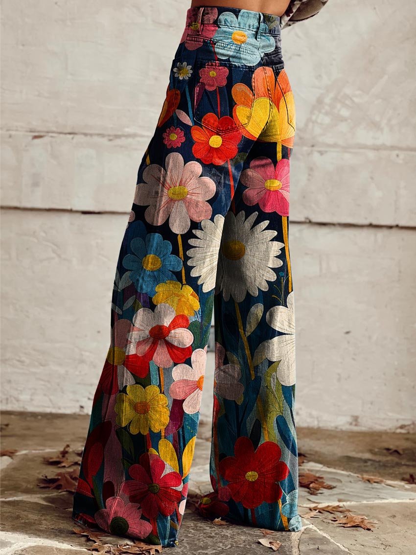 LÉNA | Elegant and Modern Floral Wide Leg Pants